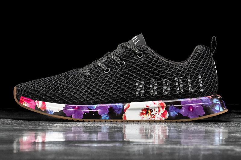 Black Nobull Space Floral Mesh Runner Men\'s Running Shoes | CA R1034V